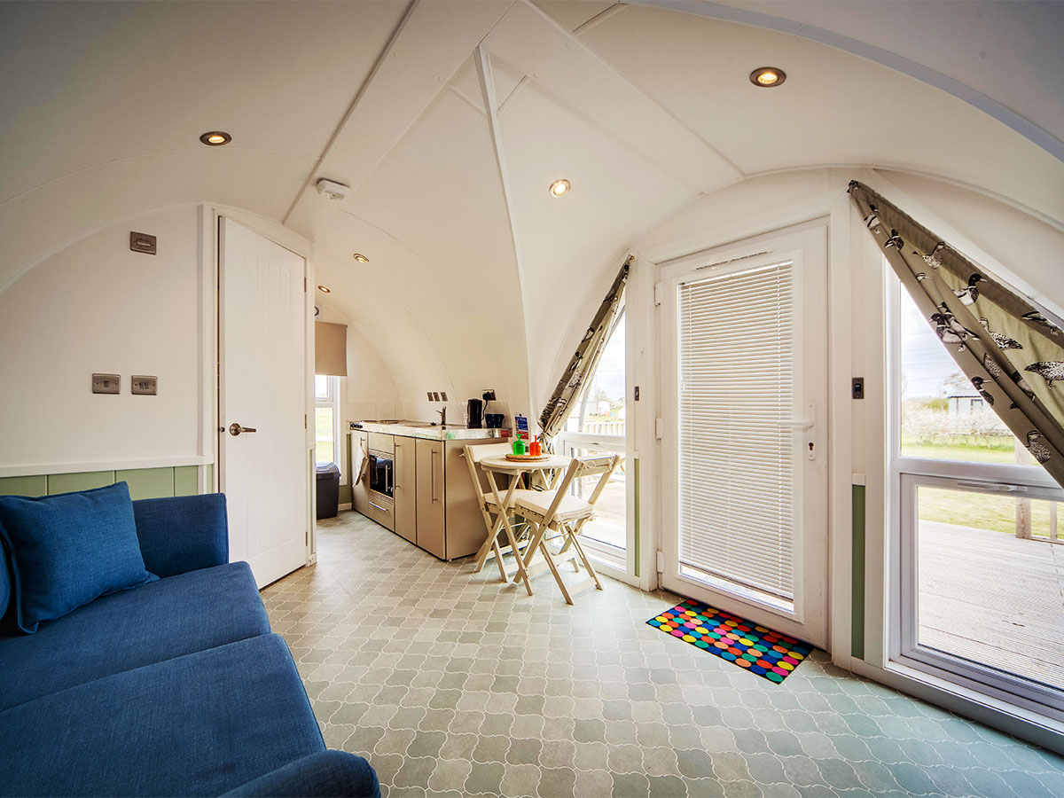 Duke Pod Living Area | Osea Meadows | Glamping Accommodation