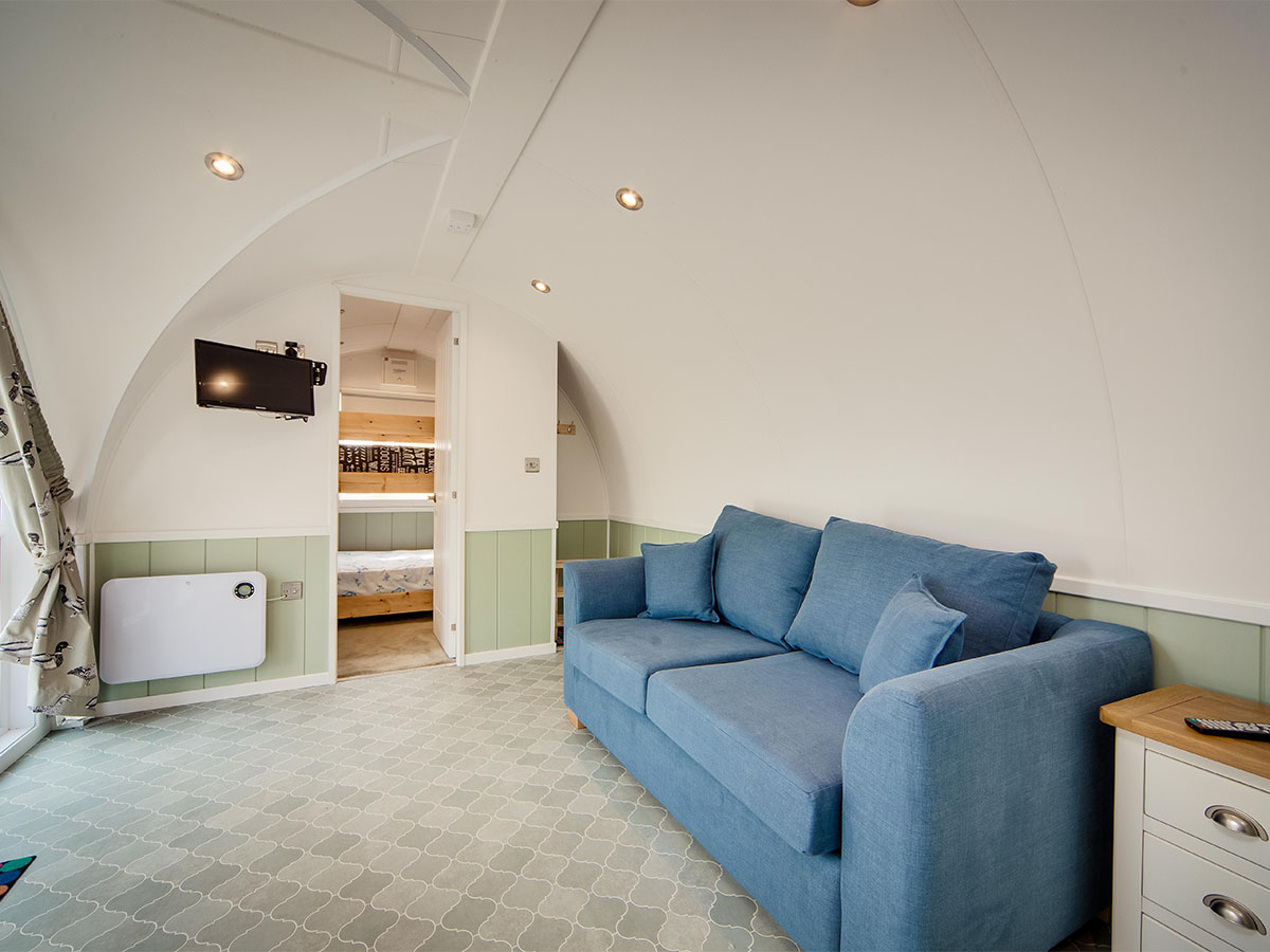 Duke Pod Lounge Area | Osea Meadows | Glamping Accommodation