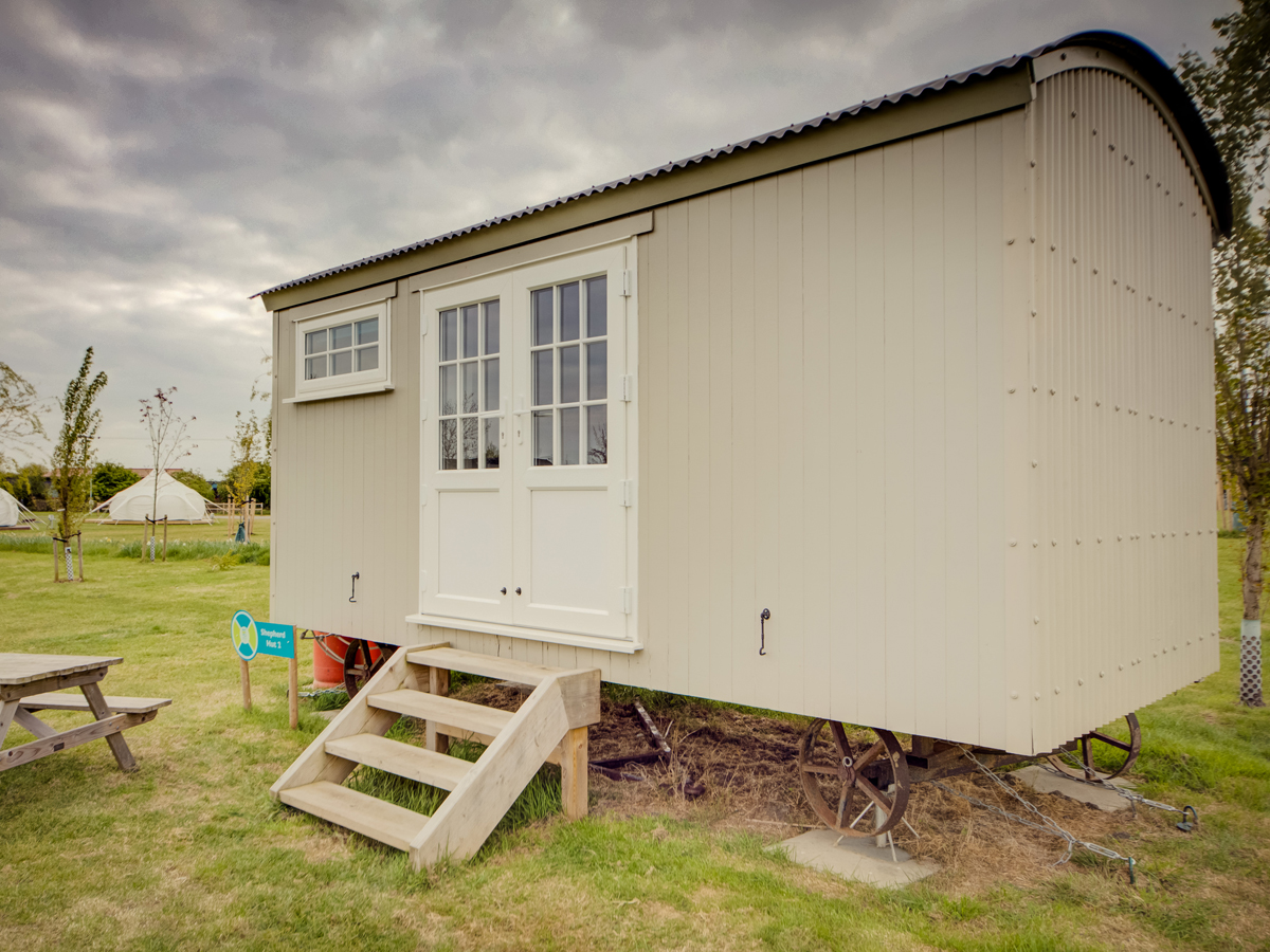 Shepherds Hut Exterior 2 | Osea Meadows | Glamping Accommodation