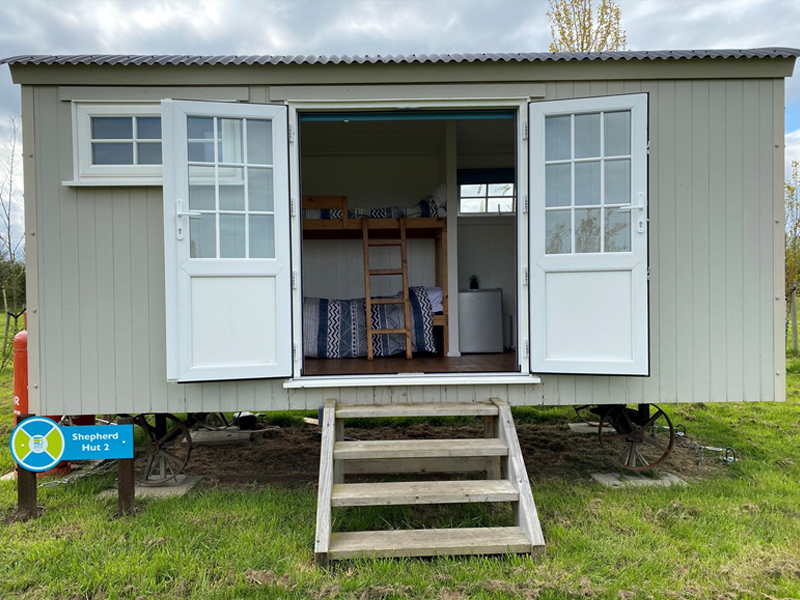 Shepherds Hut Steps | Osea Meadows | Glamping Accommodation