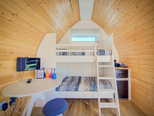 Malvern Pod Bunk Beds | Osea Meadows | Glamping Accommodation