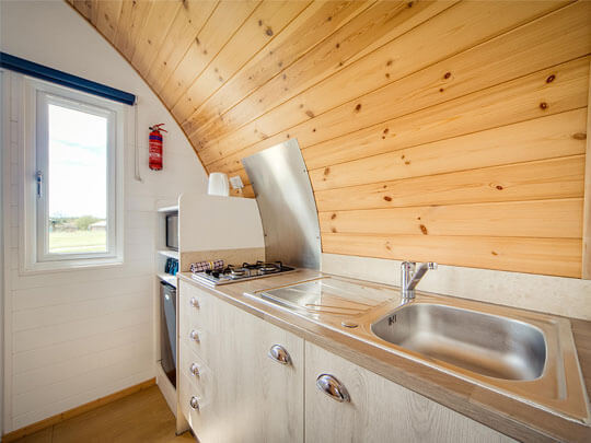 Royal Pod Kitchen | Osea Meadows | Glamping Accommodation