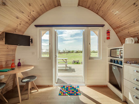 Royal Pod Living Area | Osea Meadows | Glamping Accommodation